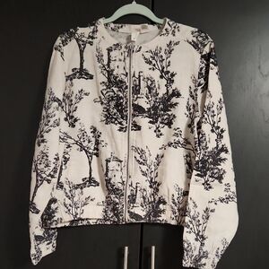 Joie Black and White Scenic Print Bomber Jacket
